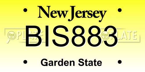 BIS883 New Jersey License Plate