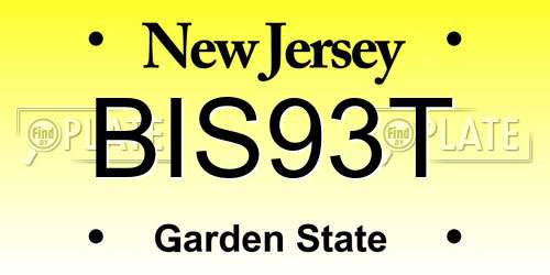 BIS93T New Jersey License Plate