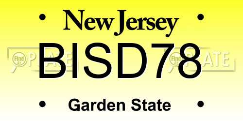 BISD78 New Jersey License Plate