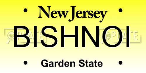 BISHNOI New Jersey License Plate