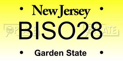 BISO28 New Jersey License Plate