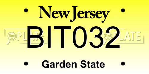 BIT032 New Jersey License Plate