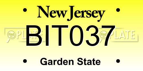 BIT037 New Jersey License Plate