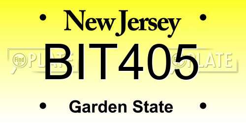 BIT405 New Jersey License Plate