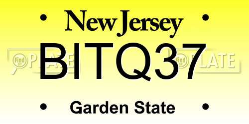 BITQ37 New Jersey License Plate