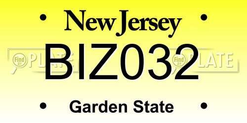 BIZ032 New Jersey License Plate