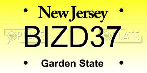 BIZD37 New Jersey License Plate