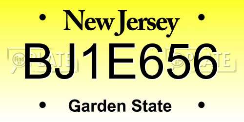 BJ1E656 New Jersey License Plate