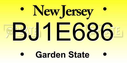 BJ1E686 New Jersey License Plate