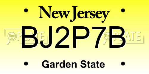 BJ2P7B New Jersey License Plate
