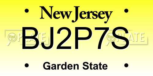 BJ2P7S New Jersey License Plate