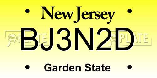 BJ3N2D New Jersey License Plate