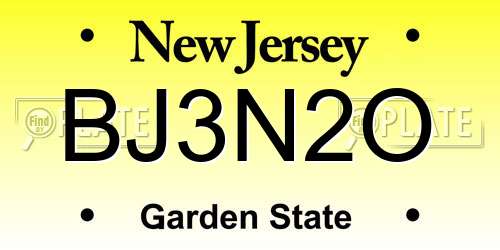BJ3N2O New Jersey License Plate