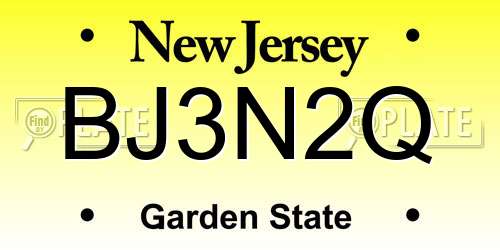 BJ3N2Q New Jersey License Plate