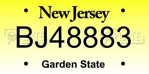 BJ48883 New Jersey License Plate