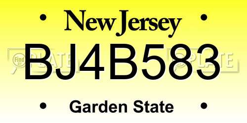 BJ4B583 New Jersey License Plate