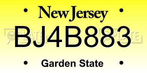 BJ4B883 New Jersey License Plate