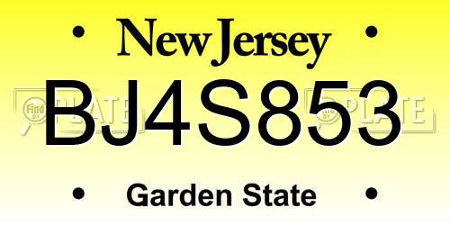 BJ4S853 New Jersey License Plate