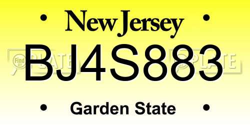 BJ4S883 New Jersey License Plate