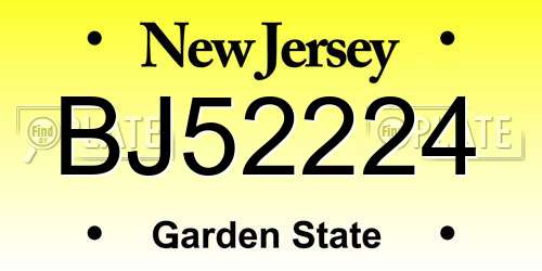 BJ52224 New Jersey License Plate