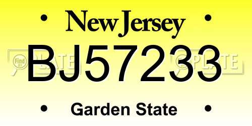 BJ57233 New Jersey License Plate