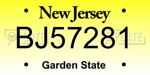 BJ57281 New Jersey License Plate