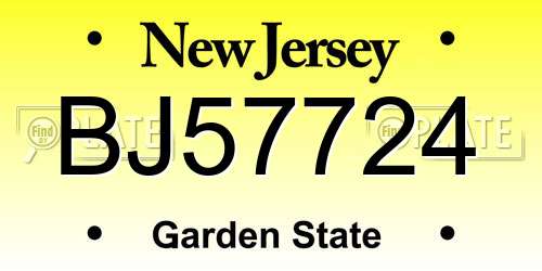 BJ57724 New Jersey License Plate