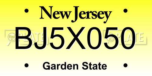 BJ5X050 New Jersey License Plate
