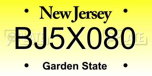 BJ5X080 New Jersey License Plate