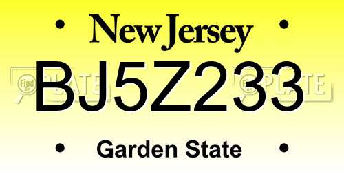 BJ5Z233 New Jersey License Plate