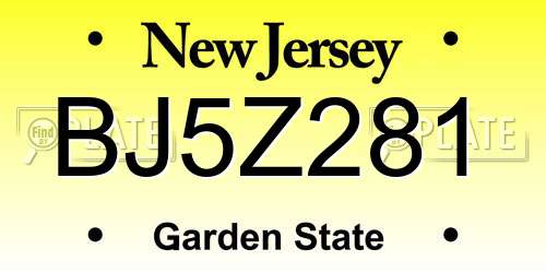 BJ5Z281 New Jersey License Plate