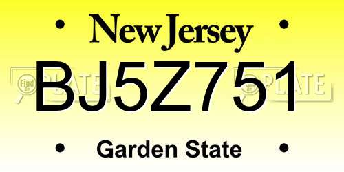 BJ5Z751 New Jersey License Plate