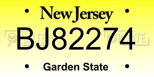 BJ82274 New Jersey License Plate