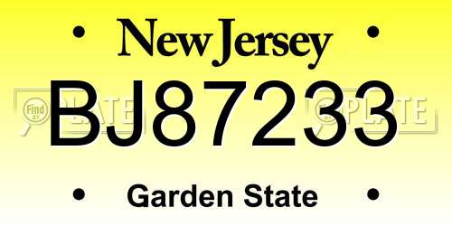 BJ87233 New Jersey License Plate