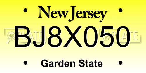 BJ8X050 New Jersey License Plate