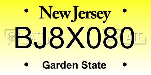 BJ8X080 New Jersey License Plate
