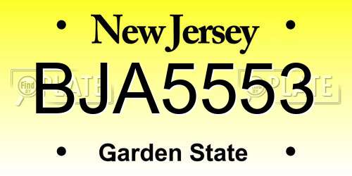 BJA5553 New Jersey License Plate