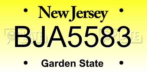 BJA5583 New Jersey License Plate
