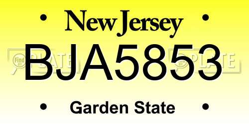 BJA5853 New Jersey License Plate