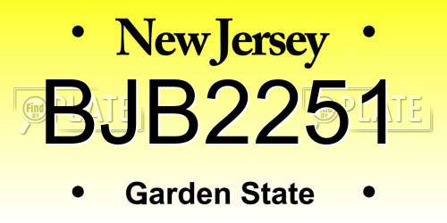 BJB2251 New Jersey License Plate