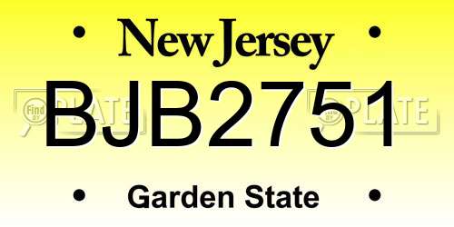 BJB2751 New Jersey License Plate