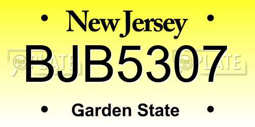 BJB5307 New Jersey License Plate