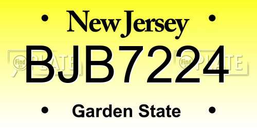 BJB7224 New Jersey License Plate