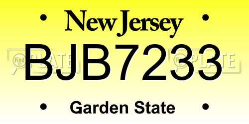BJB7233 New Jersey License Plate