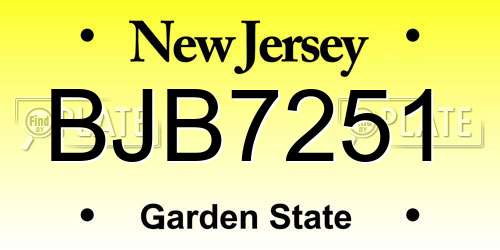 BJB7251 New Jersey License Plate