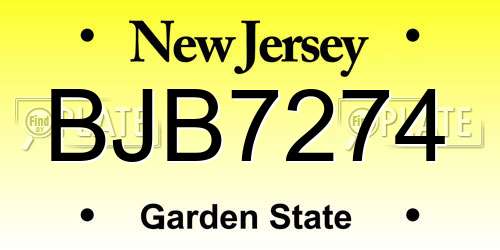 BJB7274 New Jersey License Plate