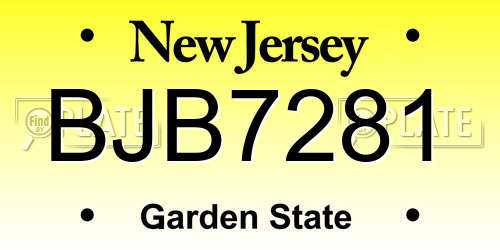 BJB7281 New Jersey License Plate