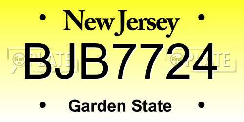 BJB7724 New Jersey License Plate