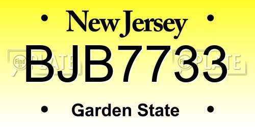 BJB7733 New Jersey License Plate
