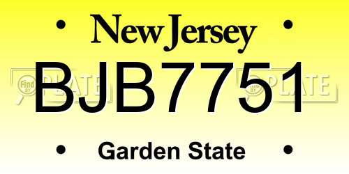 BJB7751 New Jersey License Plate